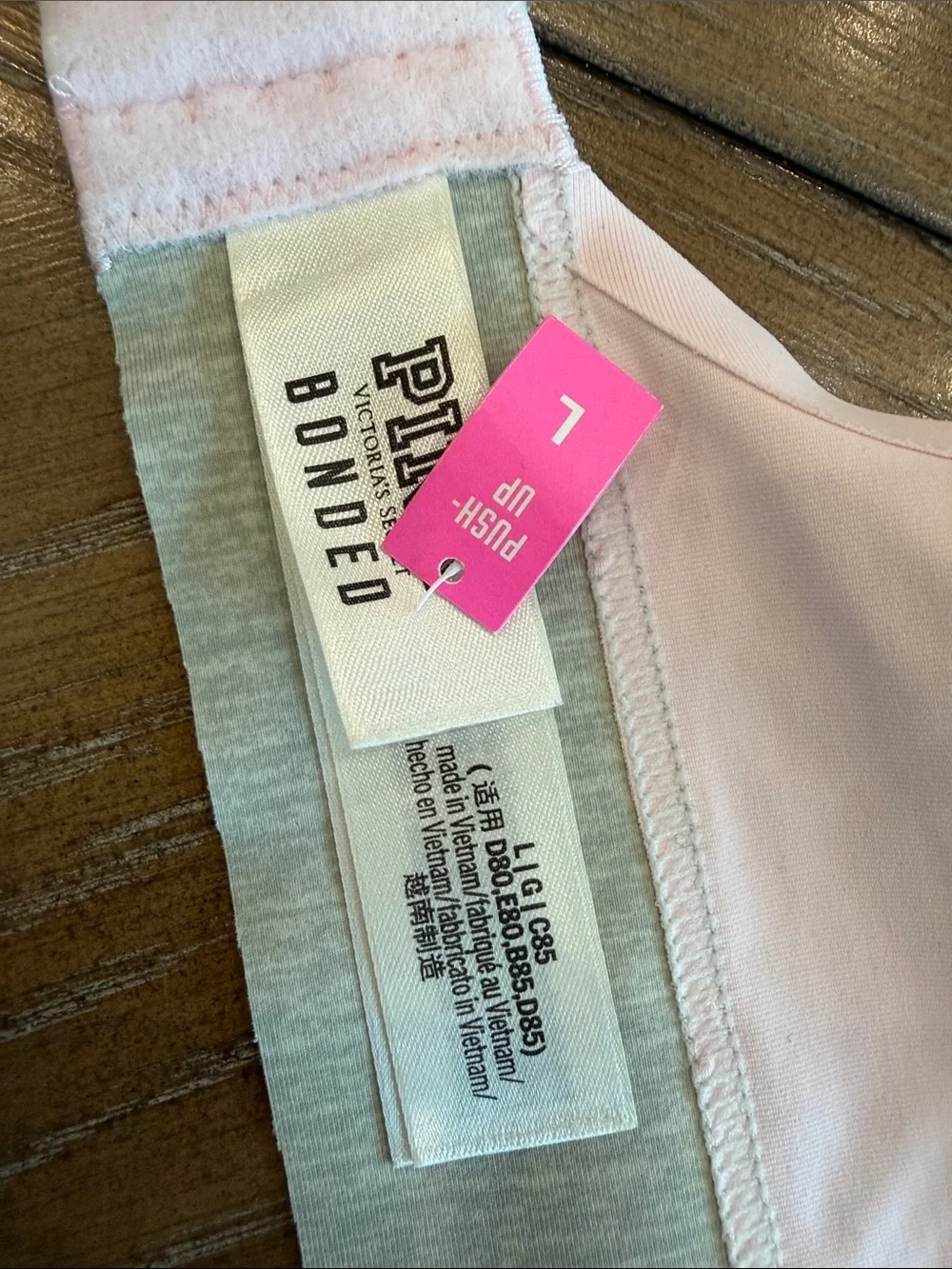 PINK Victoria's Secret Pale Pink Push-Up Bralette with Heathered Band